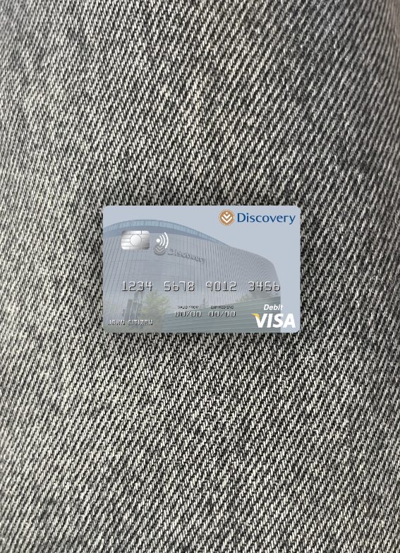 Realistische Herunterladen Südafrika Discovery GmbH Visa Debit Karte Foto-Look Vorderseite Photoshop Vorlage