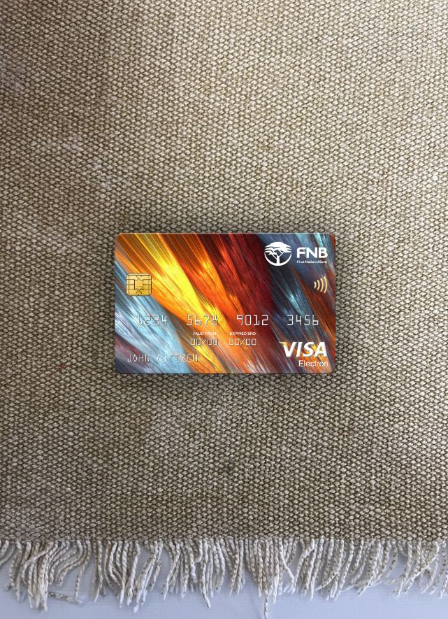 Professionelle Herunterladen Südafrika Erste National Bank (FNB) Visa Electron Karte Foto-Look Vorderseite Photoshop Vorlage