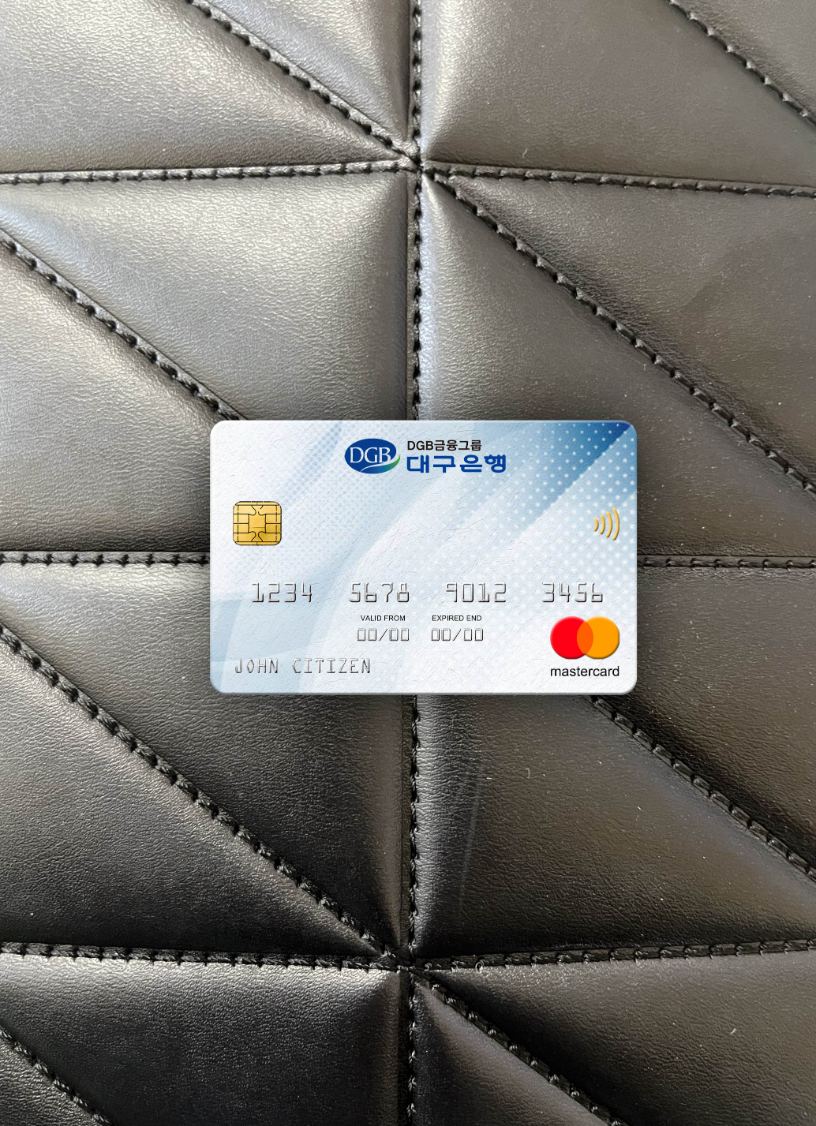 Realistische Herunterladen Südkorea Daegu Bank Mastercard Foto-Look Vorderseite Photoshop Vorlage