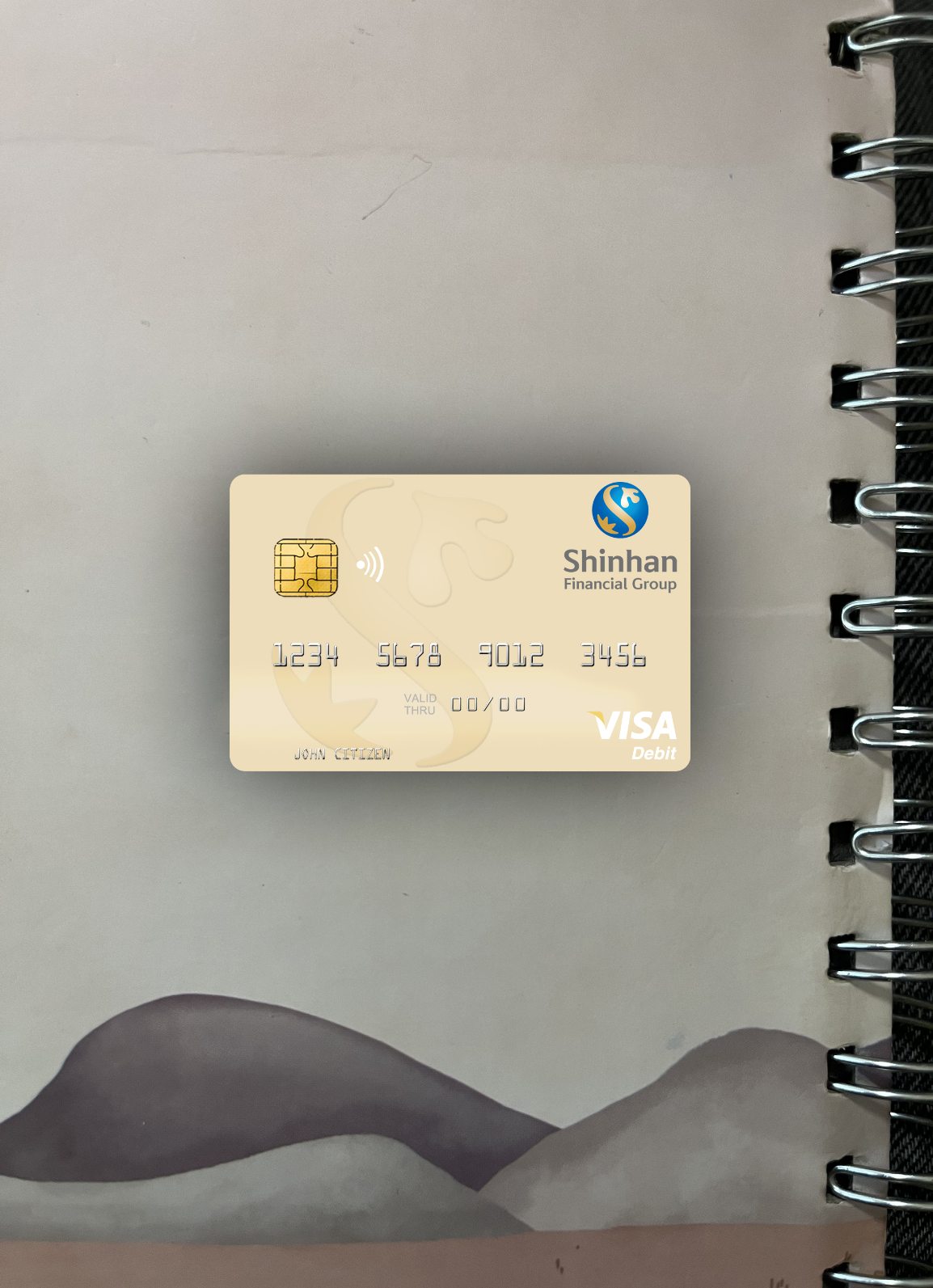 Hochwertige Herunterladen Südkorea Shinhan Financial Group Visa Debit Karte Foto-Look Vorderseite Photoshop Vorlage