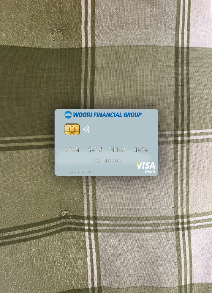 Hochwertige Herunterladen Südkorea Woori Financial Group Visa Debit Karte Foto-Look Vorderseite Photoshop Vorlage