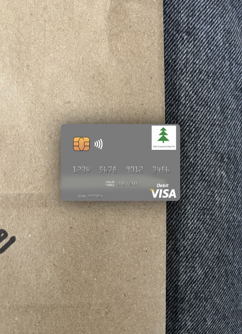 Premium Herunterladen Südsudan Eden Kommerziell Bank Visa Debit Karte Foto-Look Vorderseite Photoshop Vorlage