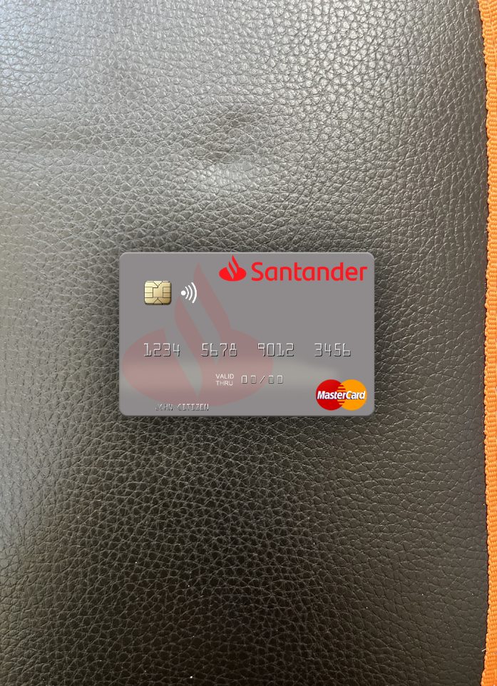 Premium Herunterladen Spanien Banco Santander Mastercard Foto-Look Vorderseite Photoshop Vorlage