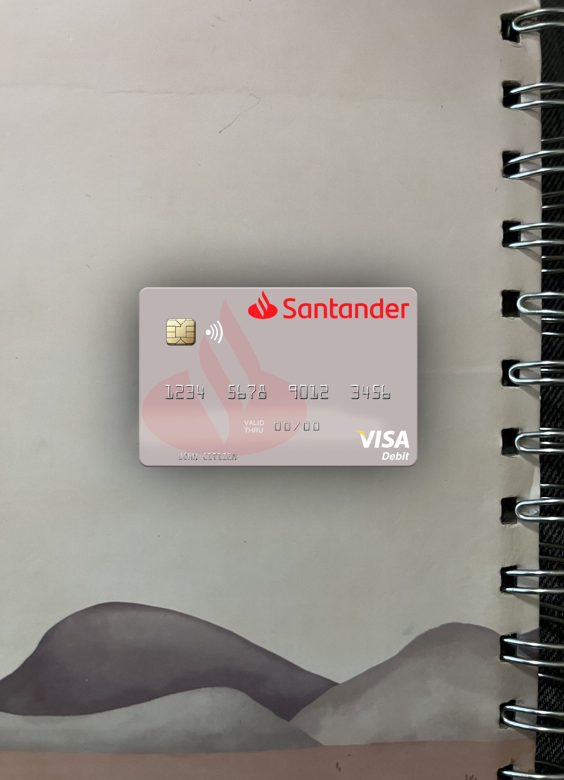 Premium Herunterladen Spanien Banco Santander Visa Debit Karte Foto-Look Vorderseite Photoshop Vorlage