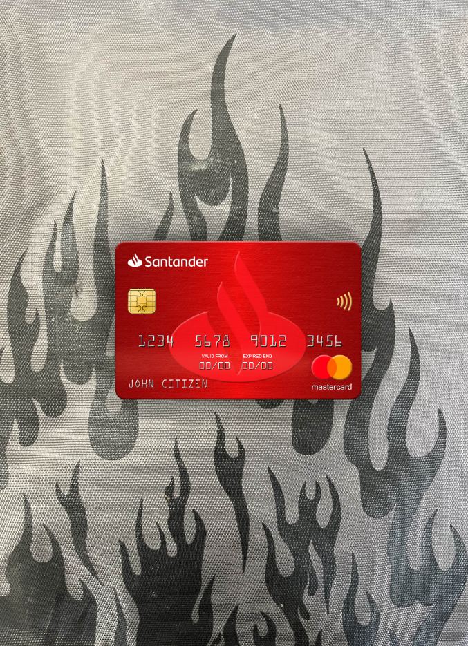 Editierbare Herunterladen Spanien Santander Bank Mastercard Foto-Look Vorderseite Photoshop Vorlage