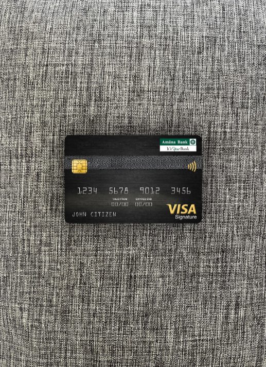 Professionelle Herunterladen Sri Lanka Amana Bank Visa Signature Karte Foto-Look Vorderseite Photoshop Vorlage