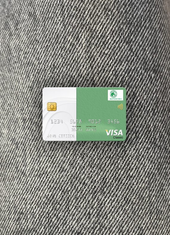 Premium Herunterladen Sudan Saudi Sudanese Bank Visa Classic Karte Foto-Look Vorderseite Photoshop Vorlage