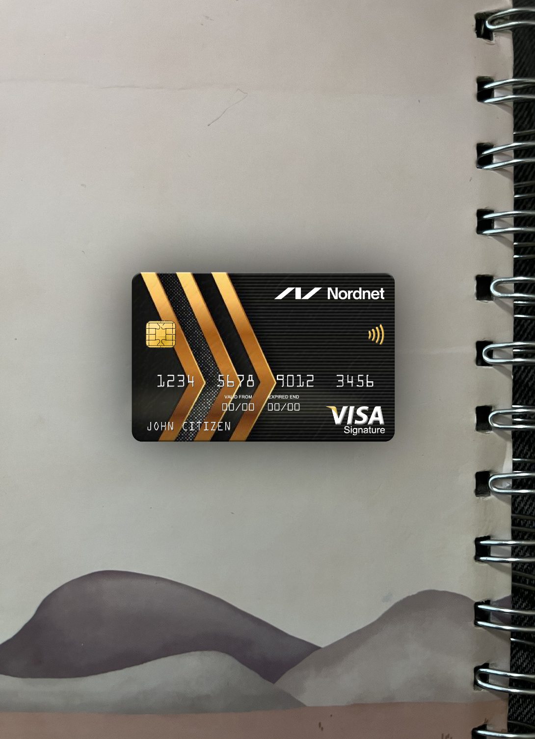 Professionelle Herunterladen Schweden Nordnet AB Bank Visa Signature Karte Foto-Look Vorderseite Photoshop Vorlage