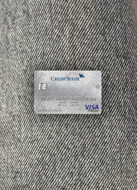 Hochwertige Herunterladen Schweiz Kredit Suisse Bank Visa Platin Karte Foto-Look Vorderseite Photoshop Vorlage