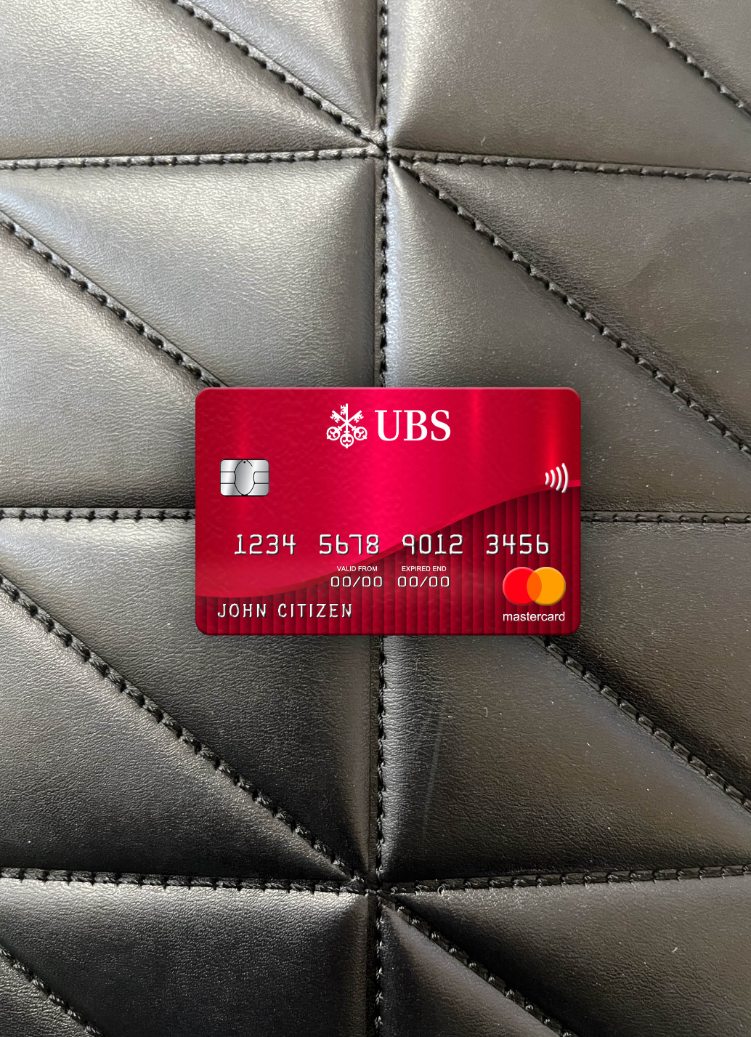 Realistische Herunterladen Schweiz UBS Bank Mastercard Foto-Look Vorderseite Photoshop Vorlage