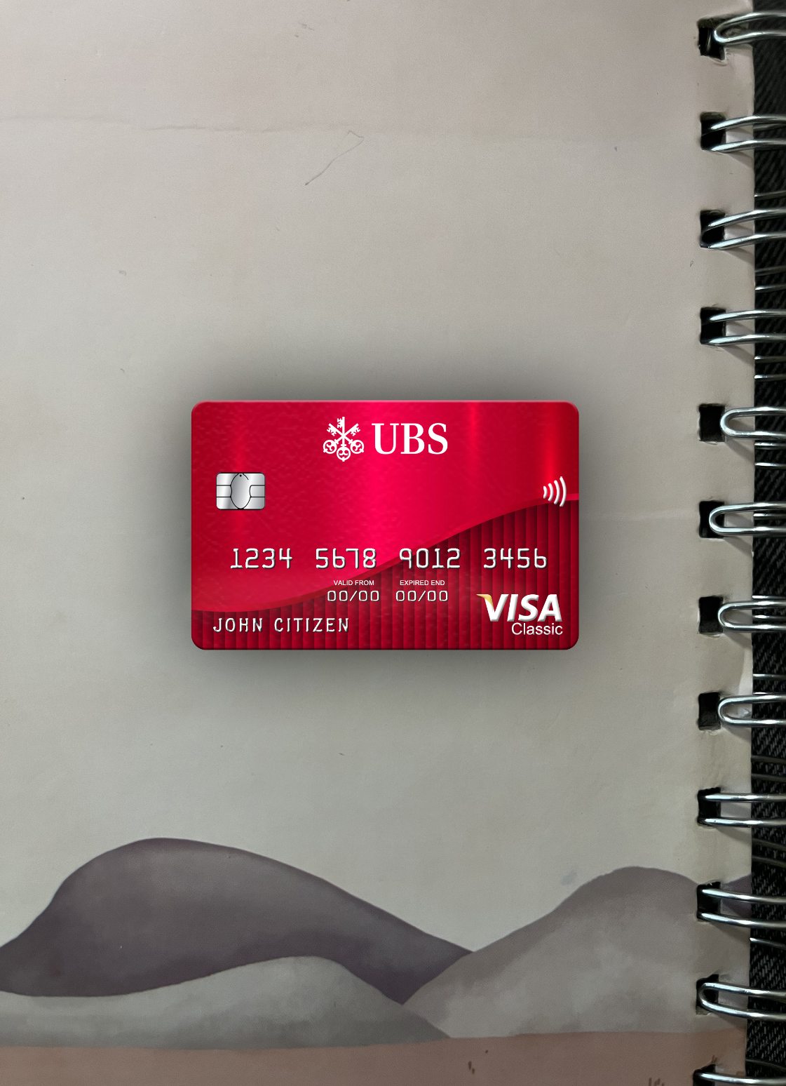Professionelle Herunterladen Schweiz UBS Bank Visa Classic Karte Foto-Look Vorderseite Photoshop Vorlage