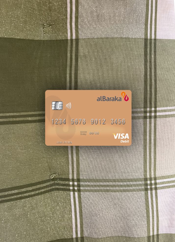 Professionelle Herunterladen Syrien Al Baraka Bank Visa Debit Karte Foto-Look Vorderseite Photoshop Vorlage