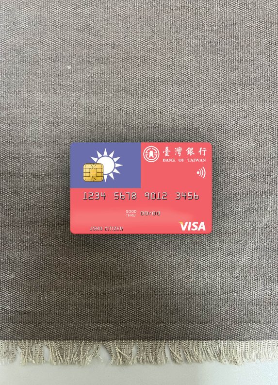 Realistische Herunterladen Taiwan Bank von Taiwan Visa Debit Karte Foto-Look Vorderseite Photoshop Vorlage