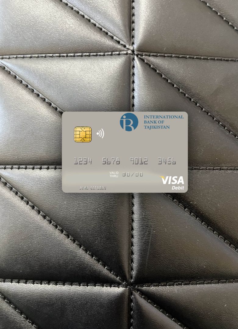 Premium Herunterladen Tadschikistan IBT Visa Debit Karte Foto-Look Vorderseite Photoshop Vorlage