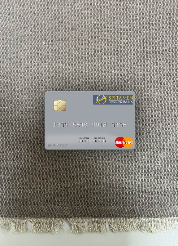 Hochwertige Herunterladen Tadschikistan Spitamen Bank Mastercard Foto-Look Vorderseite Photoshop Vorlage
