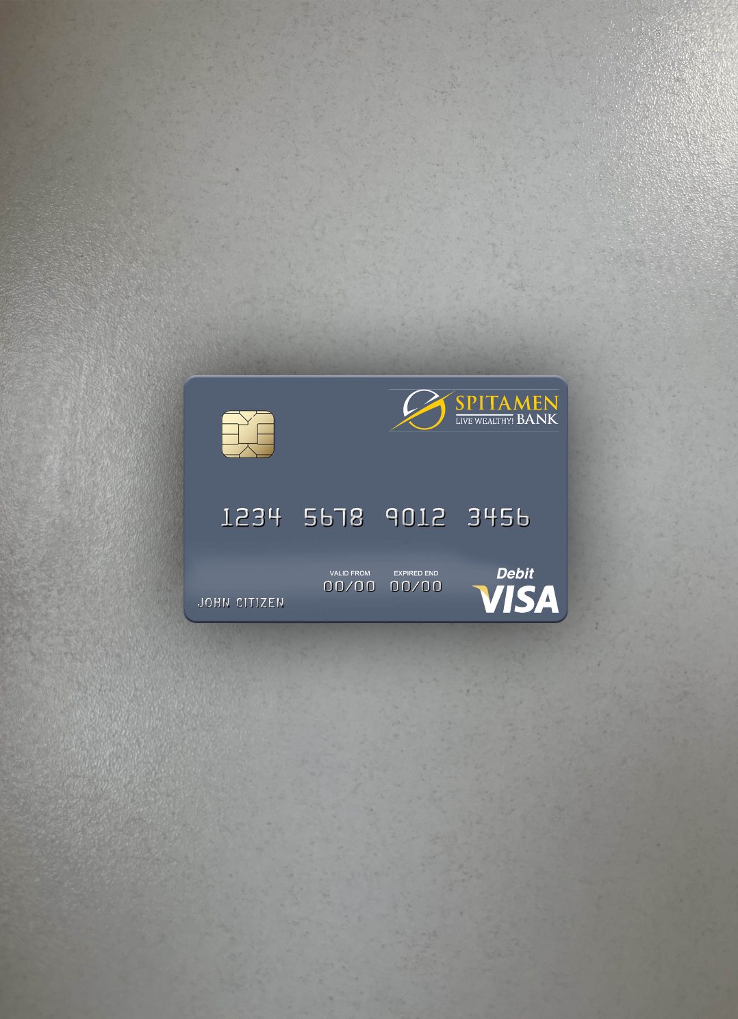 Realistische Herunterladen Tadschikistan Spitamen Bank Visa Debit Karte Foto-Look Vorderseite Photoshop Vorlage