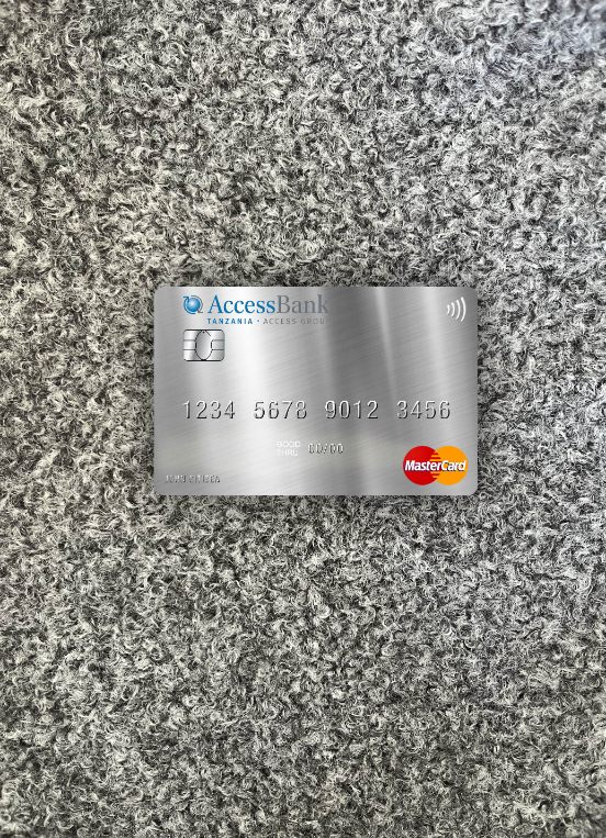 Realistische Herunterladen Tansania AccessBank Mastercard Foto-Look Vorderseite Photoshop Vorlage