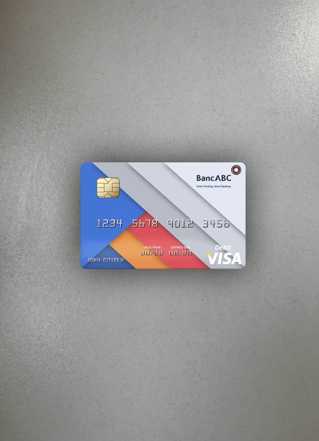 Professionelle Herunterladen Tansania BancABC Visa Debit Karte Foto-Look Vorderseite Photoshop Vorlage