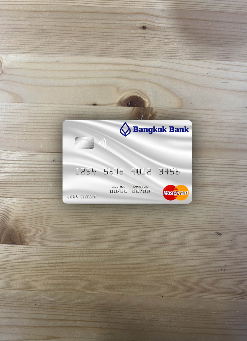 Hochwertige Herunterladen Thailand Bangkok Bank Mastercard Grau Foto-Look Vorderseite Photoshop Vorlage