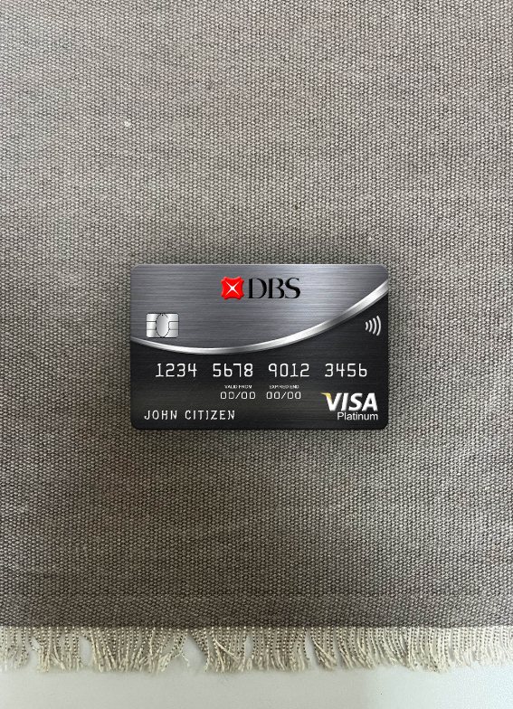 Professionelle Herunterladen Thailand DBS Bank Platin Visa Karte Foto-Look Vorderseite Photoshop Vorlage