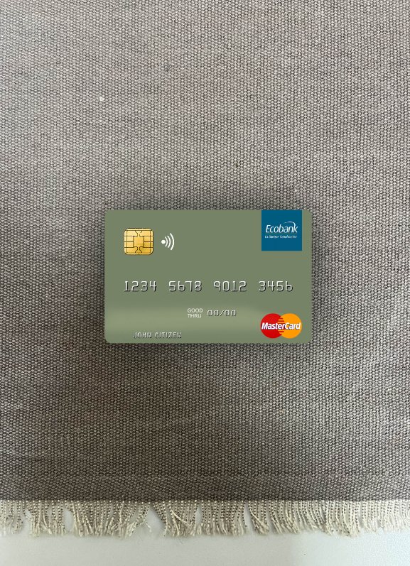 Editierbare Herunterladen Togo Ecobank Mastercard Foto-Look Vorderseite Photoshop Vorlage