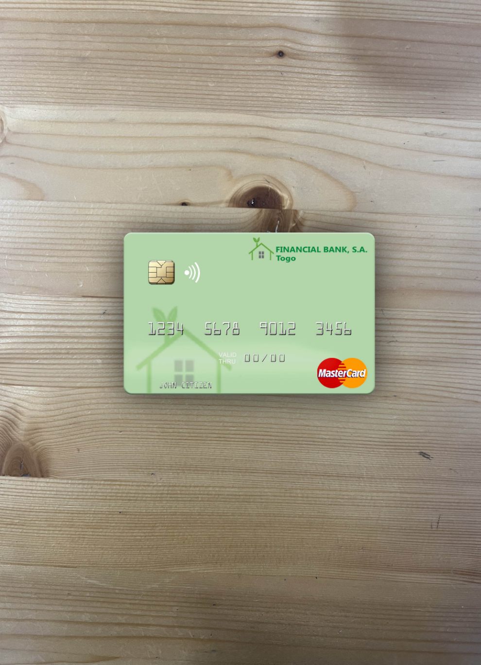 Premium Herunterladen Togo Financial Bank Mastercard Foto-Look Vorderseite Photoshop Vorlage