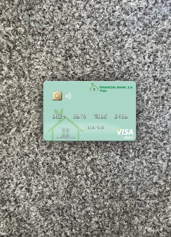 Professionelle Herunterladen Togo Financial Bank Visa Debit Karte Foto-Look Vorderseite Photoshop Vorlage