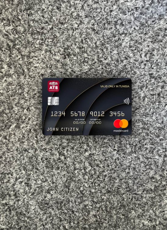 Hochwertige Herunterladen Tunesien ATB Bank Mastercard Foto-Look Vorderseite Photoshop Vorlage
