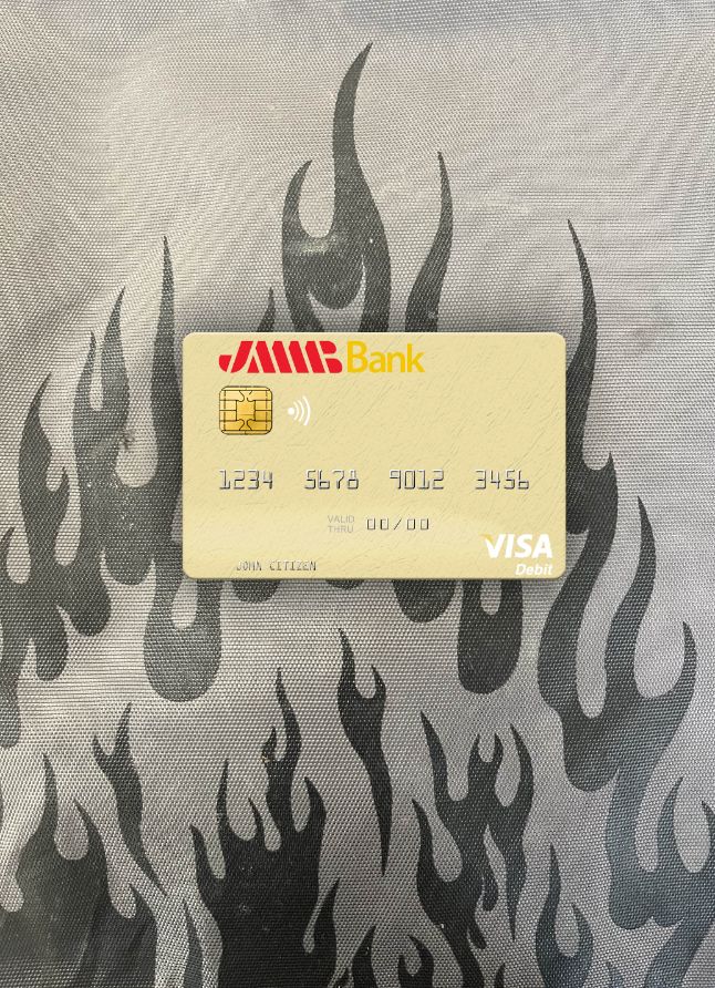 Realistische Herunterladen Tunesien JMMB Bank Visa Debit Karte Foto-Look Vorderseite Photoshop Vorlage
