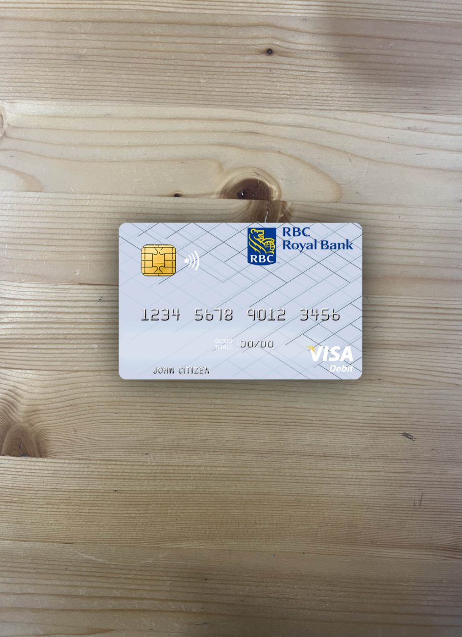 Hochwertige Herunterladen Tunesien RBC Royal Bank Visa Debit Karte Foto-Look Vorderseite Photoshop Vorlage