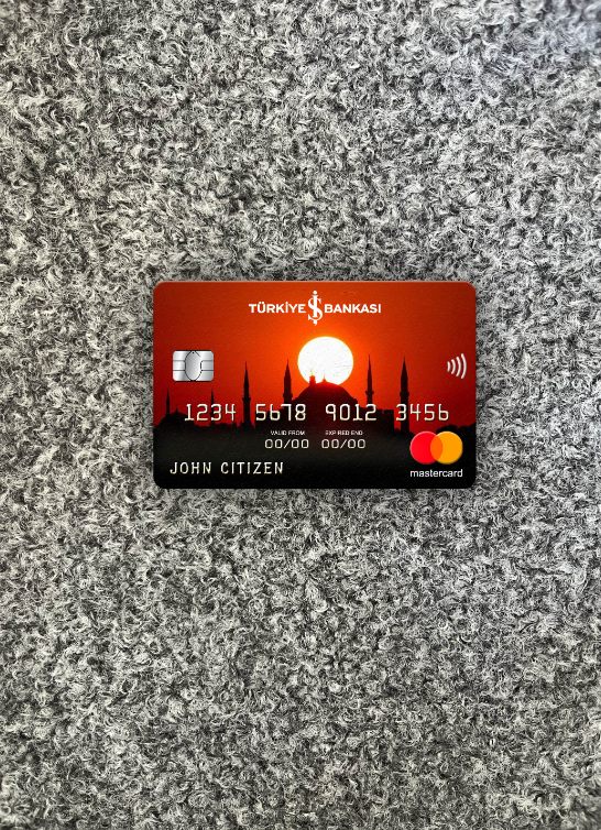 Hochwertige Herunterladen Türkei Bankasi Bank Mastercard Foto-Look Vorderseite Photoshop Vorlage