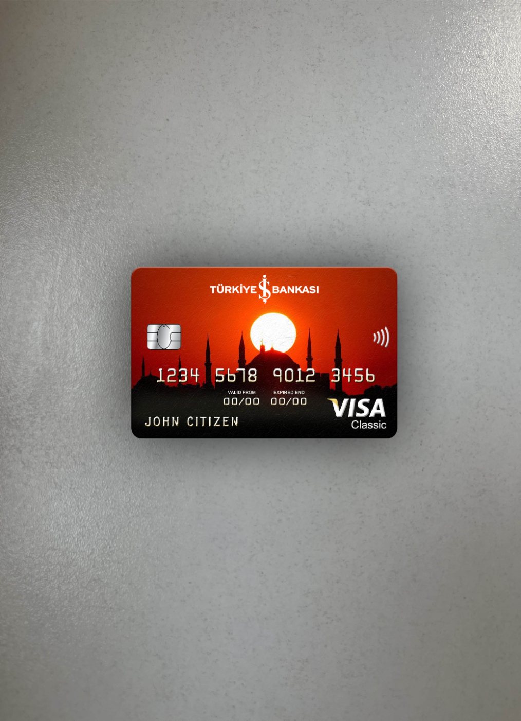 Premium Herunterladen Türkei Bankasi Bank Visa Classic Karte Foto-Look Vorderseite Photoshop Vorlage