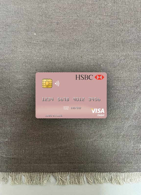 Premium Herunterladen Türkei HSBC Bank Visa Debit Karte Foto-Look Vorderseite Photoshop Vorlage