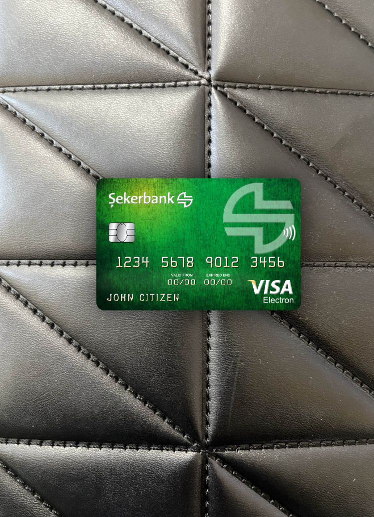 Premium Herunterladen Türkei Sekerbank Visa Electron Karte Foto-Look Vorderseite Photoshop Vorlage