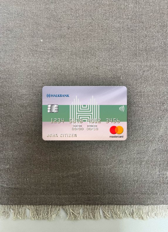 Premium Herunterladen Turkmenistan Halkbank Mastercard Foto-Look Vorderseite Photoshop Vorlage