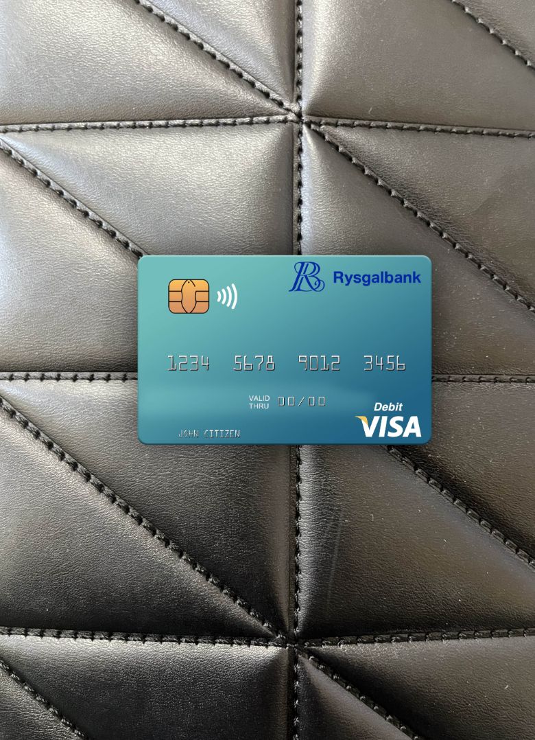 Realistische Herunterladen Turkmenistan Rysgal JSCB Visa Debit Karte Foto-Look Vorderseite Photoshop Vorlage