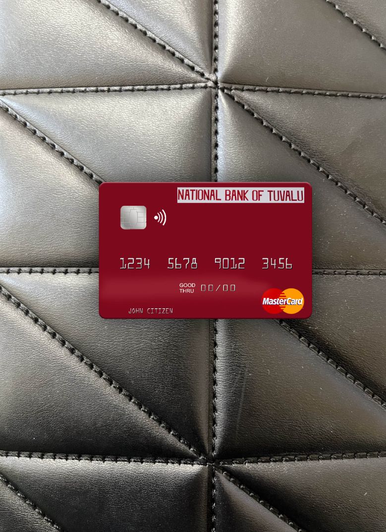 Hochwertige Herunterladen Tuvalu National Bank von Tuvalu Mastercard Foto-Look Vorderseite Photoshop Vorlage