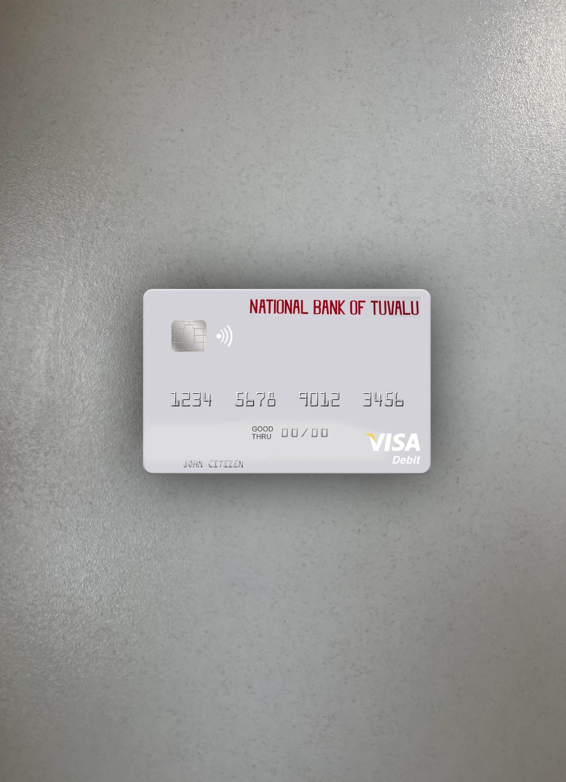 Premium Herunterladen Tuvalu National Bank von Tuvalu Visa Debit Karte Foto-Look Vorderseite Photoshop Vorlage