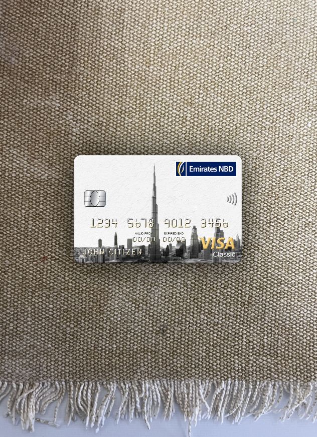 Premium Herunterladen UAE Dubai Emirates NBD Bank Visa Classic Foto-Look Vorderseite Photoshop Vorlage