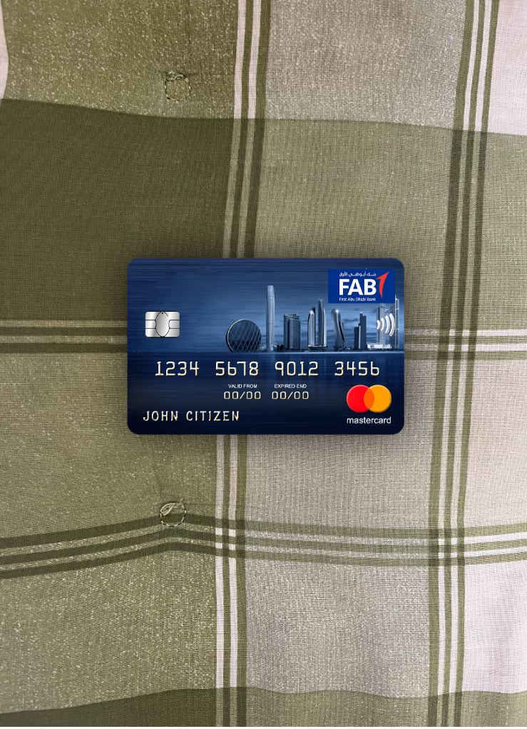 Editierbare Herunterladen UAE Erste Abu Dhabi Bank Mastercard Foto-Look Vorderseite Photoshop Vorlage