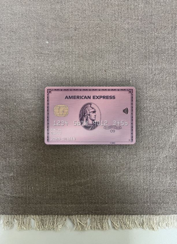 Professionelle Herunterladen USA ADP Earnings Bank AMEX Rose Gold Karte Foto-Look Vorderseite Photoshop Vorlage