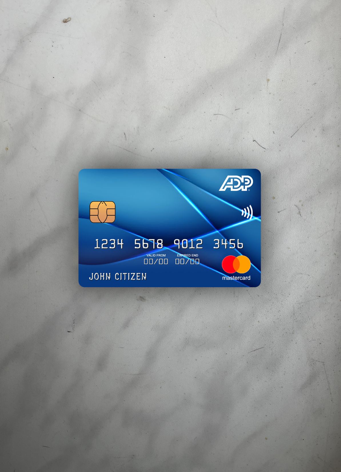 Realistische Herunterladen USA ADP Earnings Bank Mastercard Foto-Look Vorderseite Photoshop Vorlage