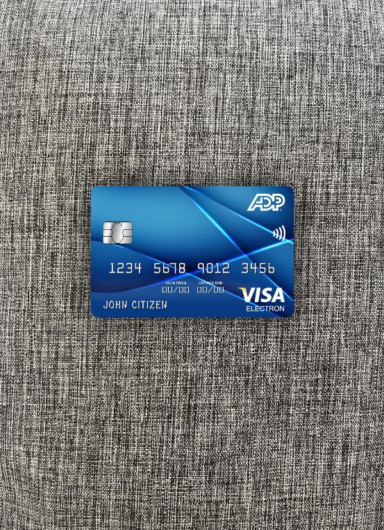 Hochwertige Herunterladen USA ADP Earnings Bank Visa Electron Karte Foto-Look Vorderseite Photoshop Vorlage