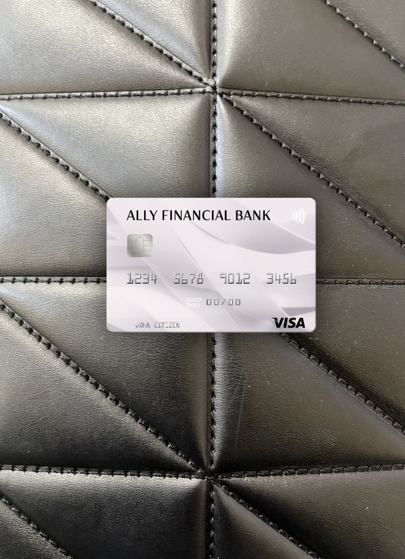 Editierbare Herunterladen USA Ally Financial Bank Visa Karte Foto-Look Vorderseite Photoshop Vorlage