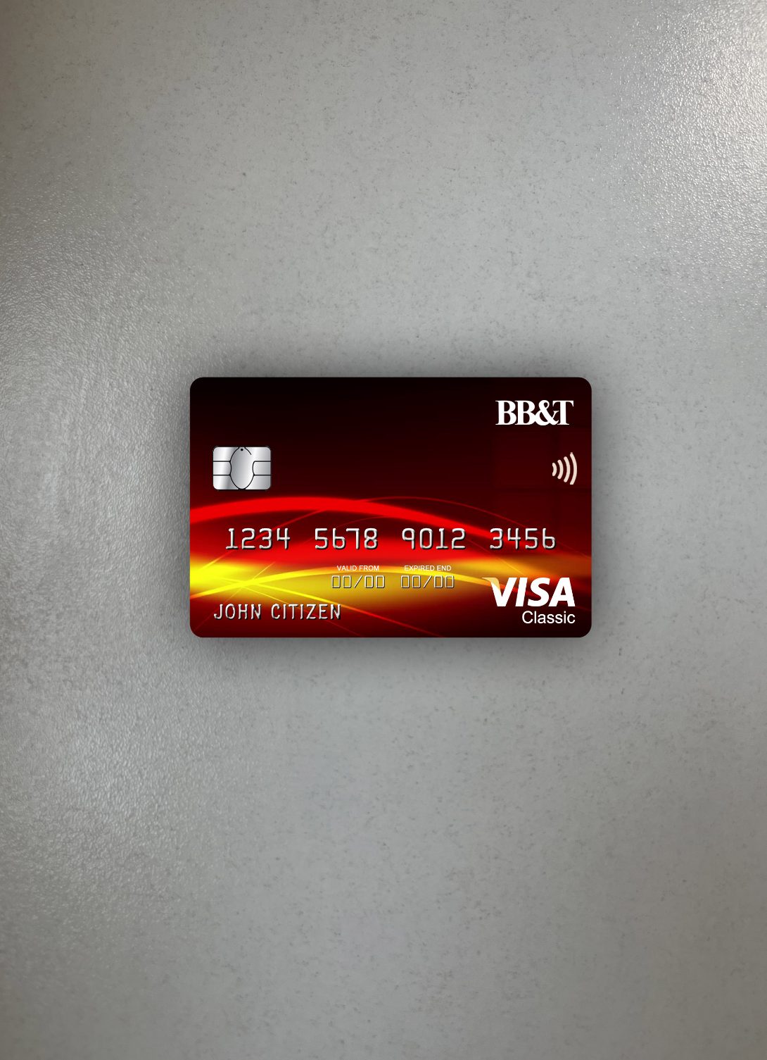 Realistische Herunterladen USA BB&T Corp. Bank Visa Classic Karte Foto-Look Vorderseite Photoshop Vorlage