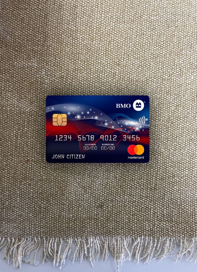 Realistische Herunterladen USA BMO Bank von Montreal Bank Mastercard Foto-Look Vorderseite Photoshop Vorlage