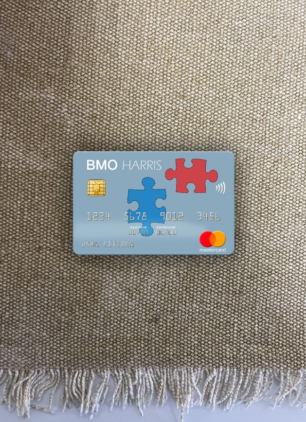 Editierbare Herunterladen USA BMO Harris Bank Mastercard Foto-Look Vorderseite Photoshop Vorlage