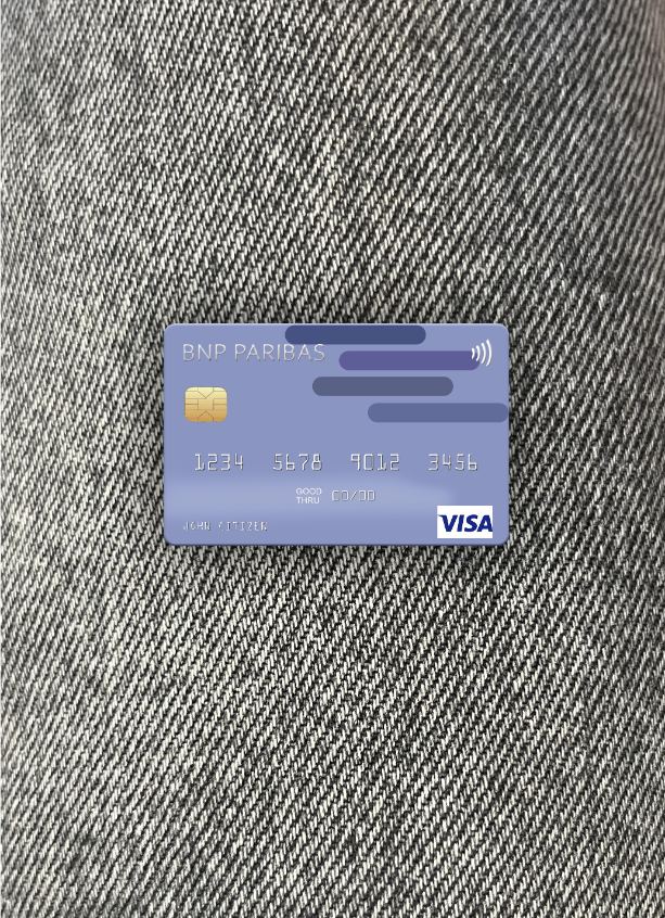 Professionelle Herunterladen USA BNP Paribas Bank Visa Karte Foto-Look Vorderseite Photoshop Vorlage