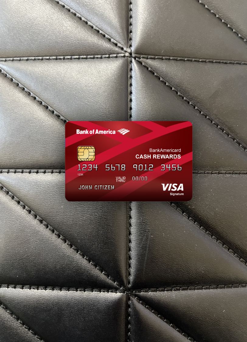 Professionelle Herunterladen USA Bank von America Visa Signature Karte Foto-Look Vorderseite Photoshop Vorlage
