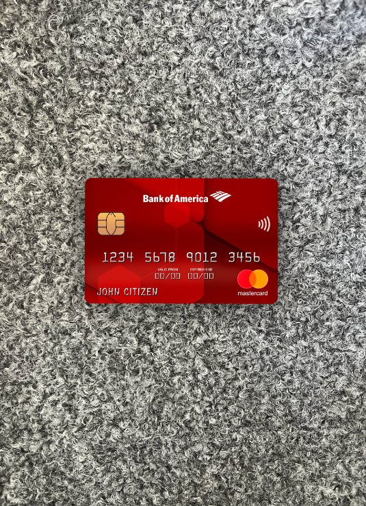Editierbare Herunterladen USA Bank von America Bank Mastercard Red Foto-Look Vorderseite Photoshop Vorlage